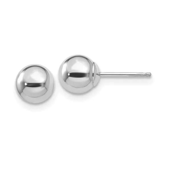 14K White Gold Polished 6mm Ball Post Earrings Classic Creations In Diamonds & Gold Venice, FL