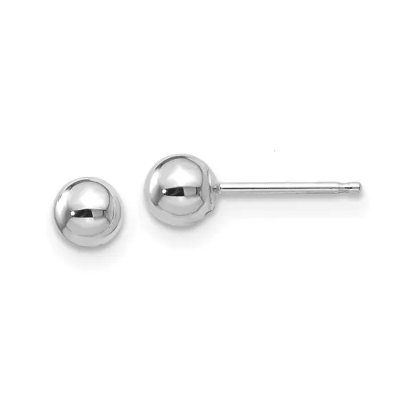14K White Gold Polished 4mm Ball Post Earrings Classic Creations In Diamonds & Gold Venice, FL