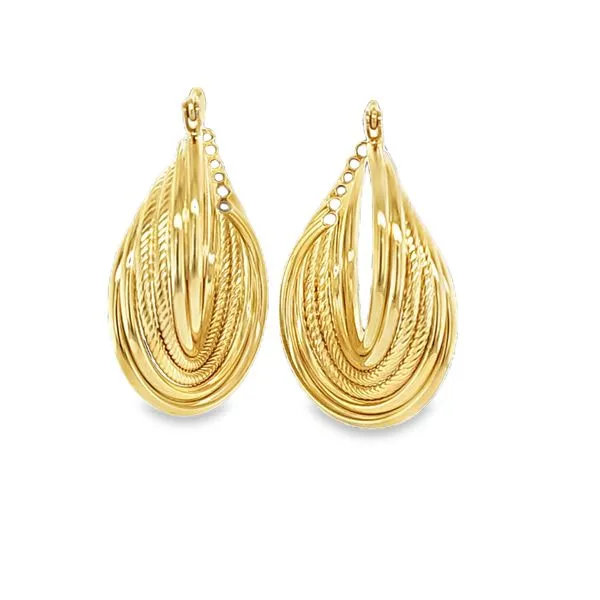 Elegant 14K Yellow Gold Abstract Oval Hoop Earrings Classic Creations In Diamonds & Gold Venice, FL