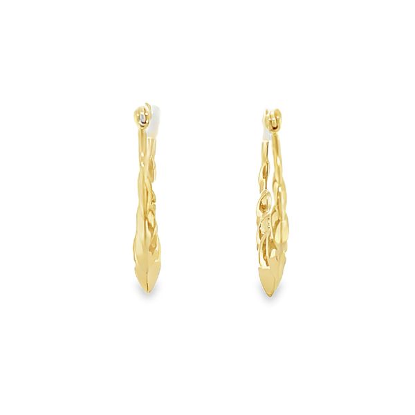 14K Yellow Gold Sculpted Leaf Design Hoop Earrings 1.07 DWT Image 2 Classic Creations In Diamonds & Gold Venice, FL