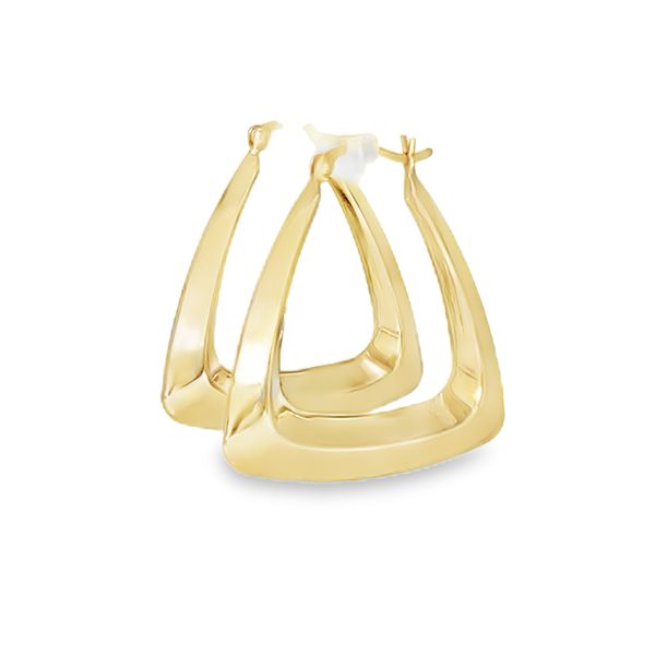 14K Yellow Gold Geometric Triangle Hoop Earrings 4.2 DWT Classic Creations In Diamonds & Gold Venice, FL