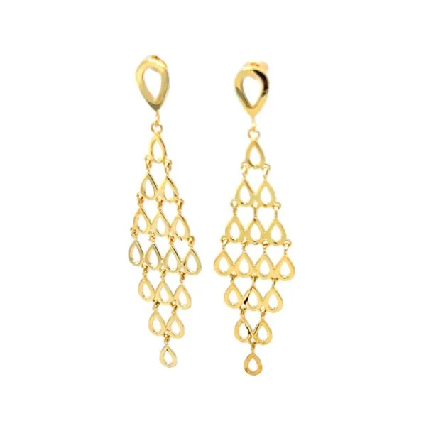 14K Yellow Gold Cut Out Tear Drop Design Drop Down Triangle Dangle Earring Classic Creations In Diamonds & Gold Venice, FL