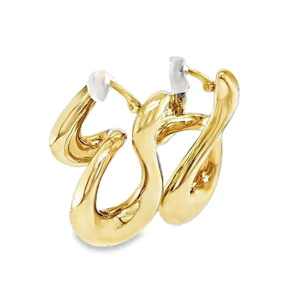 14K Yellow Gold Layered Dimensional Abstract Earrings Image 2 Classic Creations In Diamonds & Gold Venice, FL