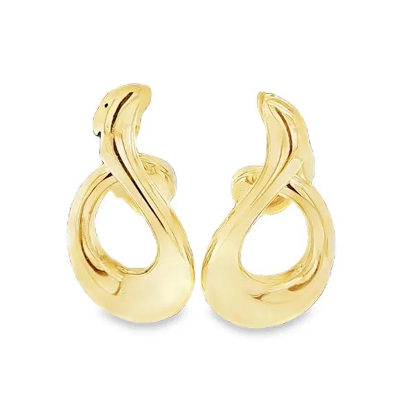 14K Yellow Gold Layered Dimensional Abstract Earrings Classic Creations In Diamonds & Gold Venice, FL