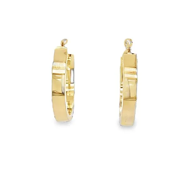 14K Yellow Gold Medium Width Hoop Earrings Classic Creations In Diamonds & Gold Venice, FL