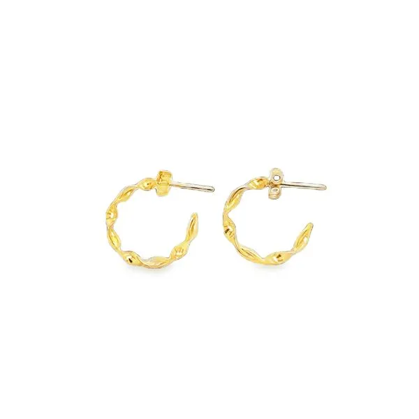 14K Yellow Gold Twist Textured Hoop Earrings Classic Creations In Diamonds & Gold Venice, FL