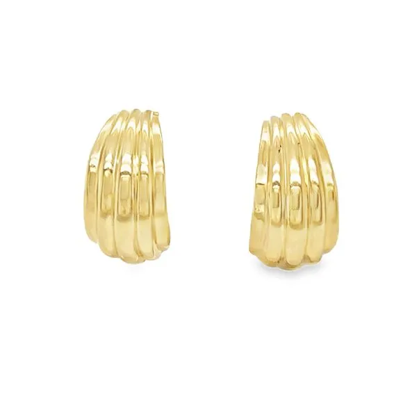 14K Yellow Gold Scallop Shell Post Earrings Classic Creations In Diamonds & Gold Venice, FL