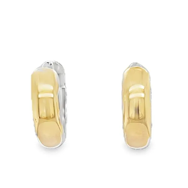14K Textured White And Polished Yellow Gold Hollow Reversible Hoop Earrings Image 2 Classic Creations In Diamonds & Gold Venice, FL