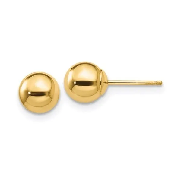 14K Yellow Gold Polished 6mm Ball Post Earrings Classic Creations In Diamonds & Gold Venice, FL