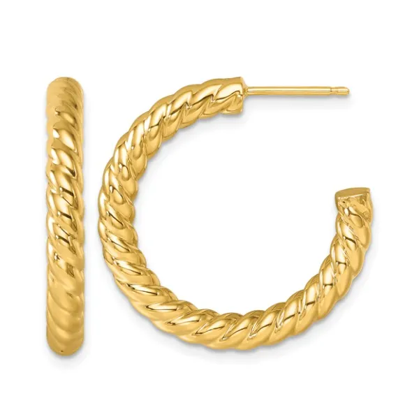 Herco 14K Yellow Gold Polished And Twisted 3.5mm Post C-Hoop Earrings Classic Creations In Diamonds & Gold Venice, FL