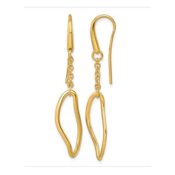Herco 14K Yellow Gold Polished Solid Fancy Contemporary Link Shephard Hook Dangle Earrings Classic Creations In Diamonds & Gold Venice, FL