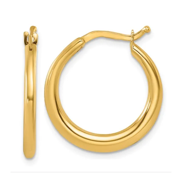14K Yellow Gold Polished Tapered 2.2mm Round Hoop Earrings Classic Creations In Diamonds & Gold Venice, FL