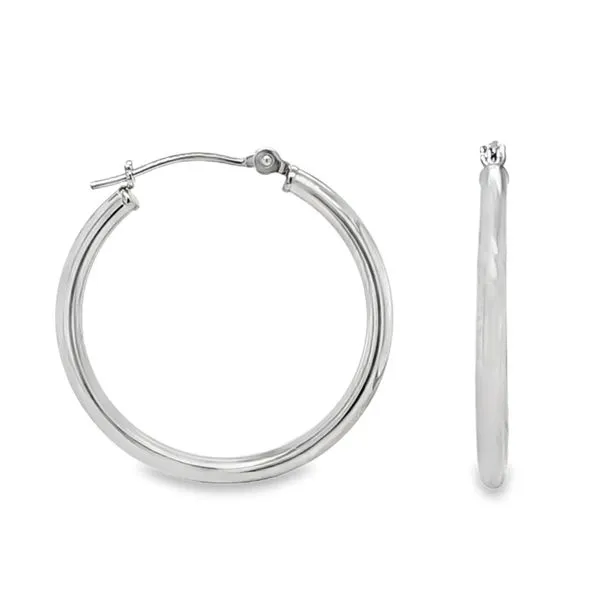 14K White Gold 1 Inch Hoop Earrings .6 DWT. Classic Creations In Diamonds & Gold Venice, FL