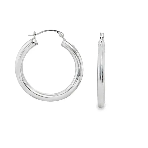 14K White Gold 1 Inch Hoop Earrings .6 DWT. Classic Creations In Diamonds & Gold Venice, FL