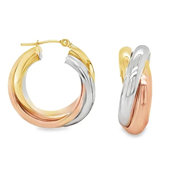 14K White, Yellow And Rose Gold Twist Hoop Earrings 3.0 DWT. Classic Creations In Diamonds & Gold Venice, FL