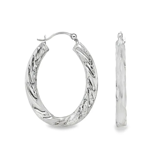 14K White Gold Oval Hoop Earrings .7 DWT. Classic Creations In Diamonds & Gold Venice, FL
