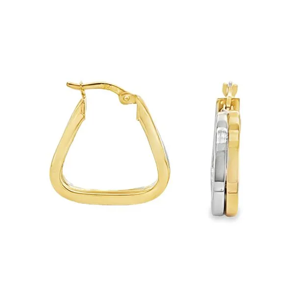 14K White And Yellow Gold Triangle Hoop Earrings 1.8 DWT. Classic Creations In Diamonds & Gold Venice, FL