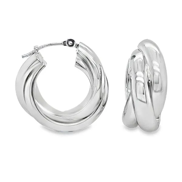 14K White Gold Polished Twist Small Hoop Earrings 1.6 DWT. Classic Creations In Diamonds & Gold Venice, FL