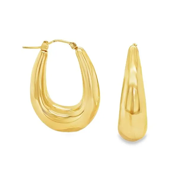 14K Yellow Gold Oblong Drop Hoop Earrings 3.6 DWT. Classic Creations In Diamonds & Gold Venice, FL