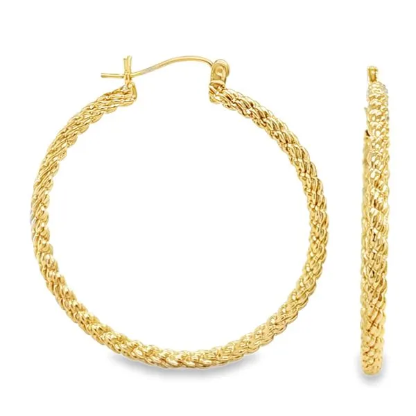14K Yellow Gold Rope 1.5 Inch Hoop Earrings 2.4 DWT. Classic Creations In Diamonds & Gold Venice, FL