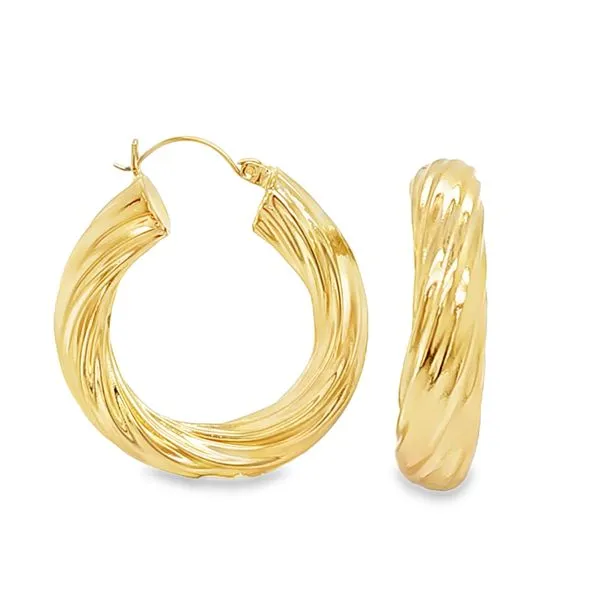 14 K Yellow Gold Twist Hoop Earrings 5.9 DWT. Classic Creations In Diamonds & Gold Venice, FL