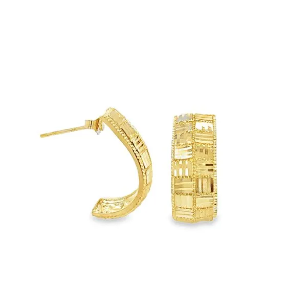 14K Yellow Gold Diamond Cut Abstract Pattern Fashion Earrings 3.2 DWT. Classic Creations In Diamonds & Gold Venice, FL
