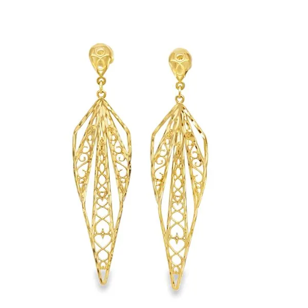 14K Yellow Gold Filigree Dangle Earrings 3.0 DWT. Classic Creations In Diamonds & Gold Venice, FL