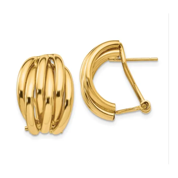 14K Yellow Gold Polished Button Omega Back Earrings | 20mm x 16mm Classic Creations In Diamonds & Gold Venice, FL