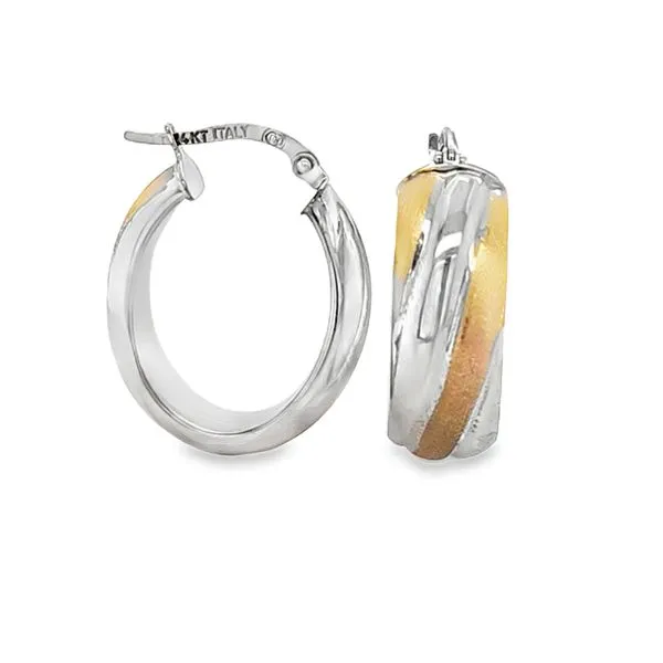 14K Two-Tone Double Hoop Earrings Classic Creations In Diamonds & Gold Venice, FL
