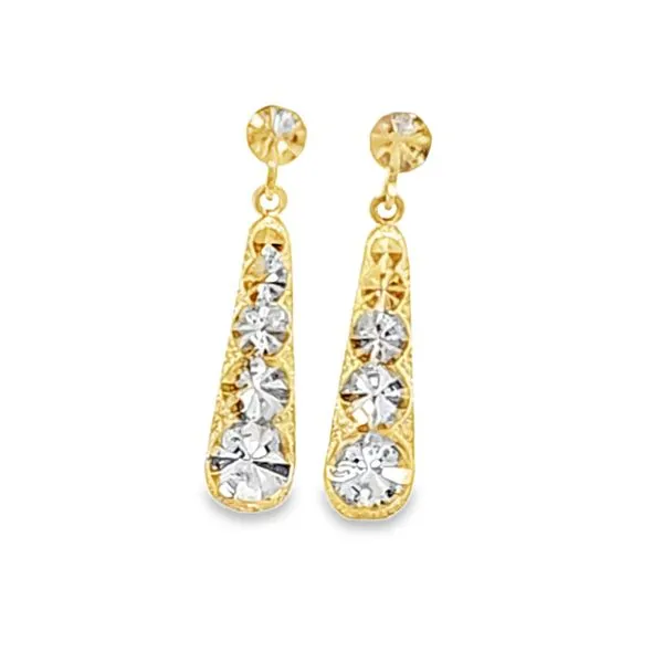 14K Yellow Gold Drop Stud Earrings with Faceted Surface Classic Creations In Diamonds & Gold Venice, FL