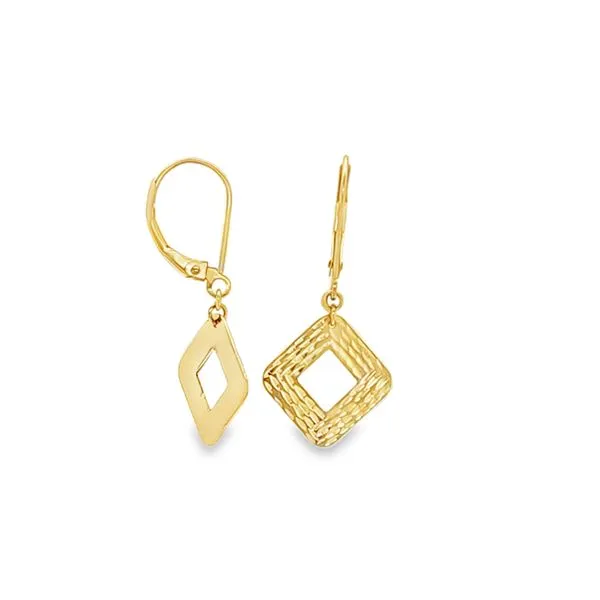 14K Yellow Gold Square Drop Earrings Classic Creations In Diamonds & Gold Venice, FL