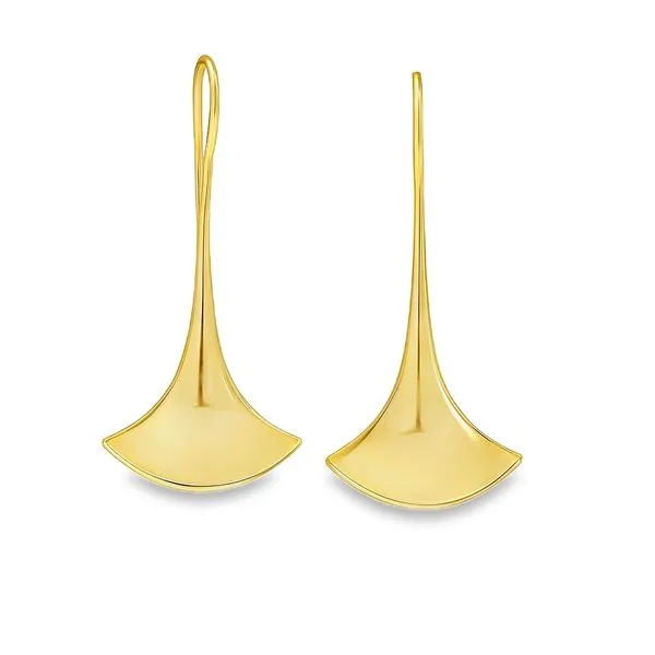 14K Yellow Gold Abstract Design Dangle Earrings Classic Creations In Diamonds & Gold Venice, FL