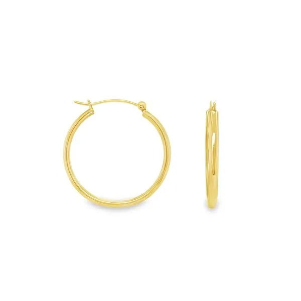 14K Yellow Gold 2.8mm x 30mm Oval Hoop Earrings Classic Creations In Diamonds & Gold Venice, FL