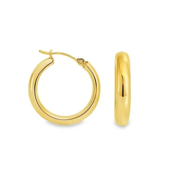14K Yellow Gold 4.1mm x 19mm Classic Hoop Earrings Classic Creations In Diamonds & Gold Venice, FL