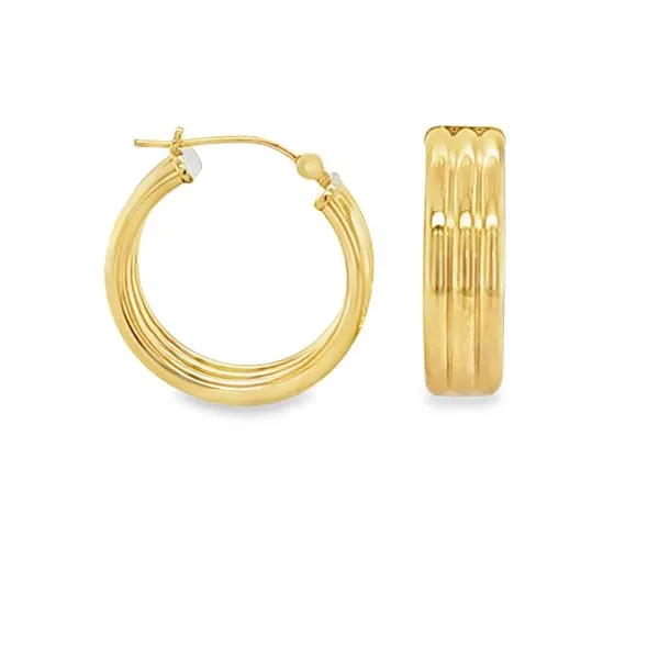 14K Yellow Gold Triple Stacked Hoop Earrings – 1.2 DWT | Modern Layered Gold Hoops Classic Creations In Diamonds & Gold Venice, FL