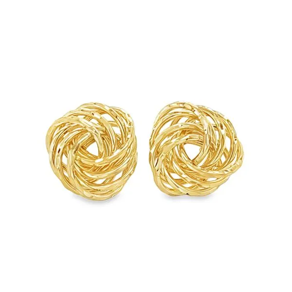 14K Yellow Gold Ribbed Knot Stud Earrings – 3.3 DWT | Classic Textured Gold Love Knot Studs Classic Creations In Diamonds & Gold Venice, FL