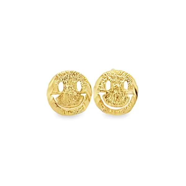 14K Yellow Gold Smiley Face Stud Earrings | Solid Gold Classic Creations In Diamonds & Gold Venice, FL