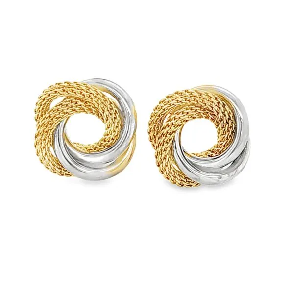 14K Two-Tone Love Knot Stud Earrings | Polished And Textured Gold 2.7 DWT. Classic Creations In Diamonds & Gold Venice, FL