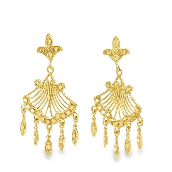 14K Yellow Gold India Style Post Dangle Drop Earrings 2.3 DWT. Classic Creations In Diamonds & Gold Venice, FL
