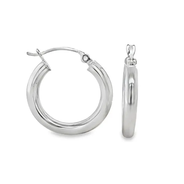 14K White Gold Hoop Earrings 3.6mm x 20mm | 0.9 DWT Classic Creations In Diamonds & Gold Venice, FL