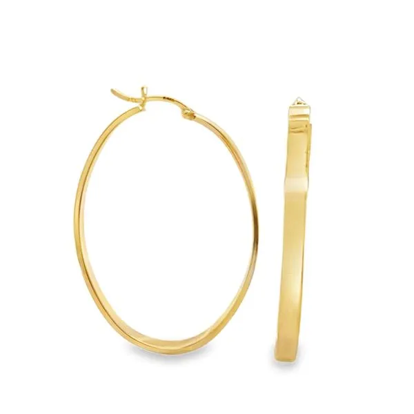 14K Yellow Gold 4mm x 48mm Large Flat Hoop Earrings | Solid Gold Statement Hoops 2.8 DWT Classic Creations In Diamonds & Gold Venice, FL