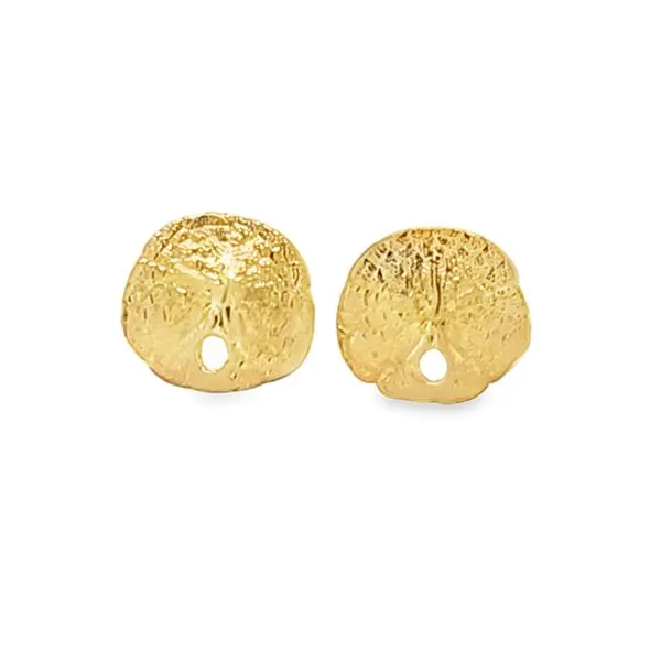 14K Yellow Gold Sand Dollar Stud Earrings | Solid Gold Nautical Jewelry .70 DWT. Classic Creations In Diamonds & Gold Venice, FL