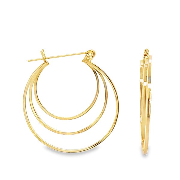 14K Yellow Gold Cascading Triple Hoop Earrings | 1.2 DWT Classic Creations In Diamonds & Gold Venice, FL