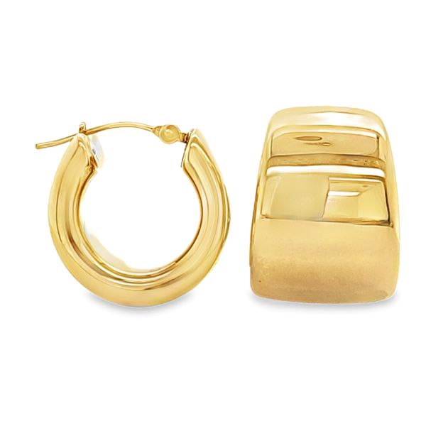 14K Yellow Gold Extra Wide Huggie Hoop Earrings 4mm x 13mm | 2.3 DWT Classic Creations In Diamonds & Gold Venice, FL