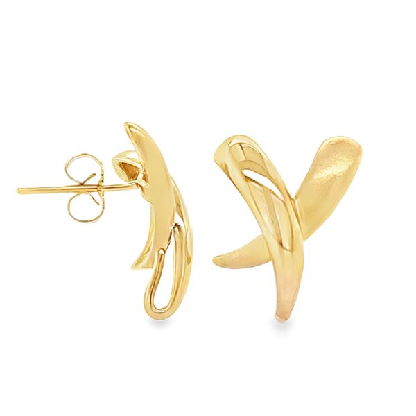 14K Yellow Gold Criss Cross X Style Stud Earrings | 2.4 DWT Classic Creations In Diamonds & Gold Venice, FL