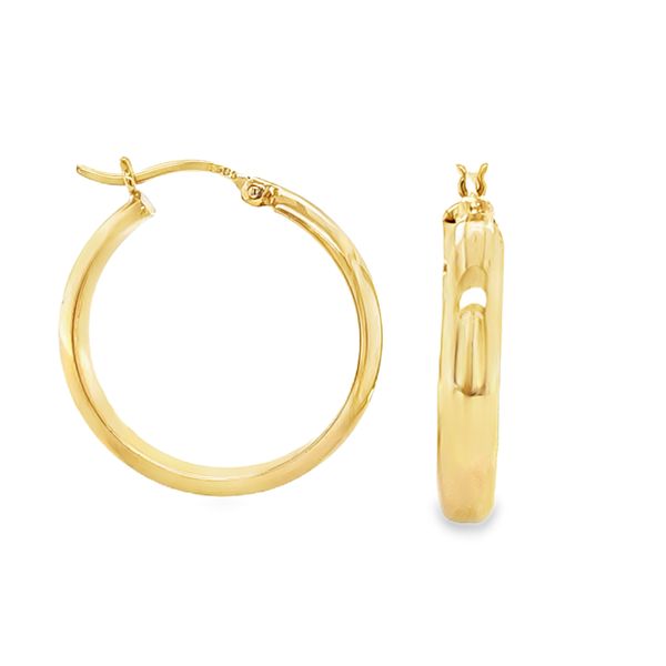 14K Yellow Gold 3.8mm x 22mm Hoop Earrings | 1.6 DWT Classic Creations In Diamonds & Gold Venice, FL