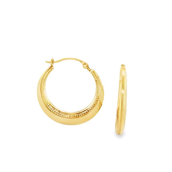 14K Yellow Gold 2.8mm x 20mm Textured Hoop Earrings | 0.5 DWT Classic Creations In Diamonds & Gold Venice, FL