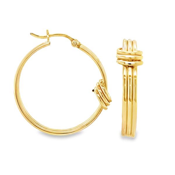 14K Yellow Gold 2.3mm x 27mm Triple Hoop Tied Earrings | 2.1 DWT Classic Creations In Diamonds & Gold Venice, FL
