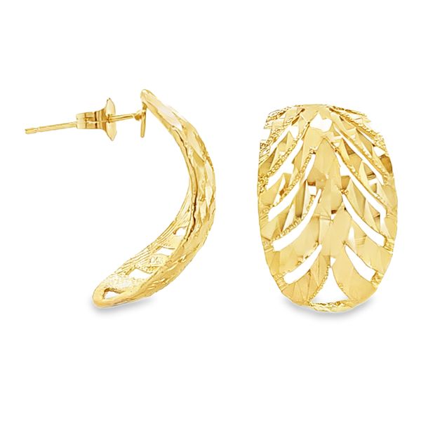 14K Yellow Gold Diamond Cut Leaf Half Hoop Earrings – 3.1 DWT Classic Creations In Diamonds & Gold Venice, FL