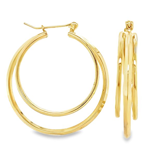 14K Yellow Gold 35mm Triple Hoop Earrings | 3.9 DWT Classic Creations In Diamonds & Gold Venice, FL